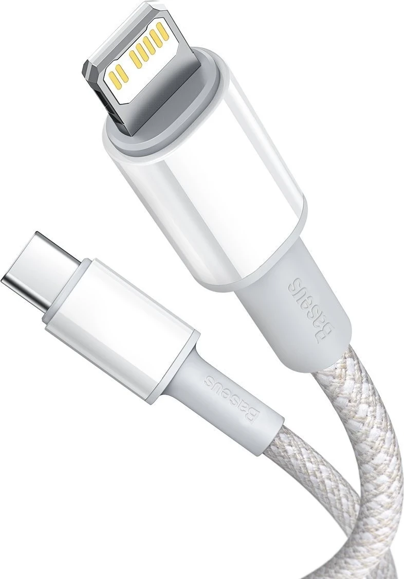 Gosta pletena kabel USB-C na Lightning, 20W, 5A, PD, 2 m, bel — Baseus