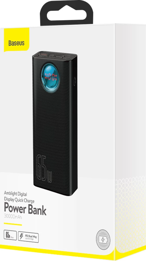 Prenosna baterija Baseus Amblight 30000mAh 65W, črna