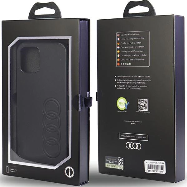 Ovitek iz sintetične usnja za iPhone 12/12 Pro 6,1", Audi, črn