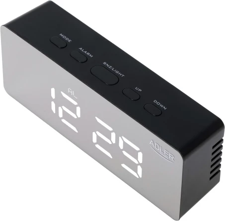 Alarmna ura Adler AD 1189, LED s prikazom temperature prostora, 3 načini alarma, USB + 3x AAA, črna