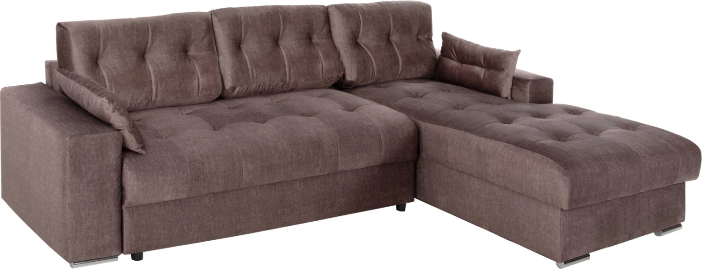 Kotna zofa-postelja s shranjevalnim prostorom CLANCY FH3281.03R rjava tkanina 308x181x92H cm
