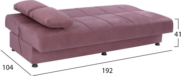 Žametna zofa postelja gnilo jabolko 3-sedežna EGE 1234 FH3067.06 192x74x82H cm