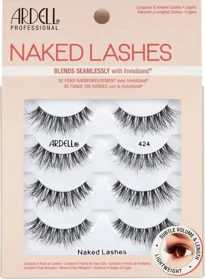 Umetne trepalnice Ardell Naked Lashes 424, za ženske, črne, 4 kosi