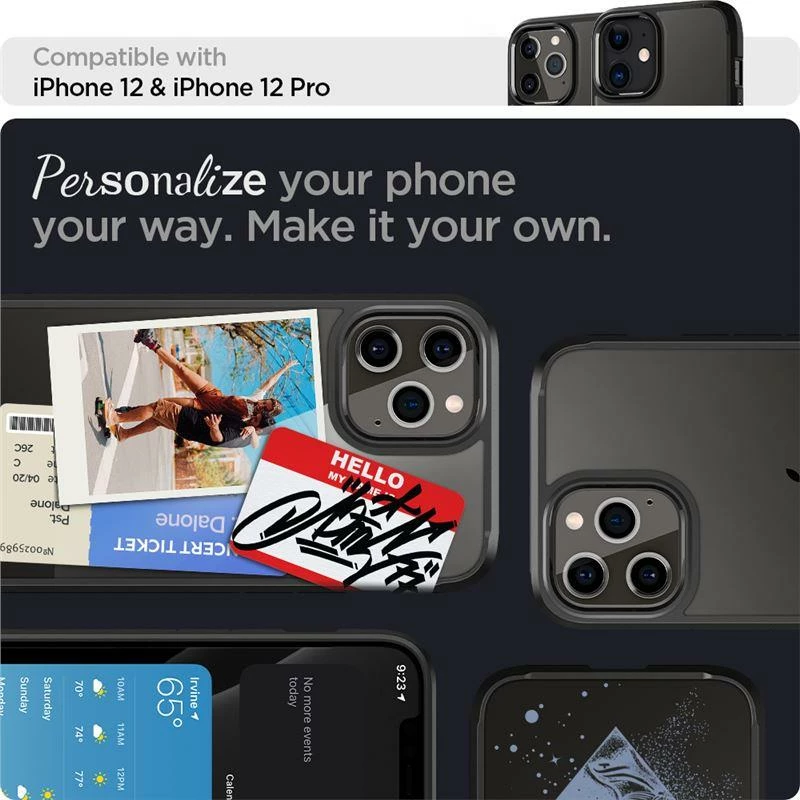 Ovitek Ultra Hybrid Spigen za iPhone 12 / iPhone 12 Pro, mat črn