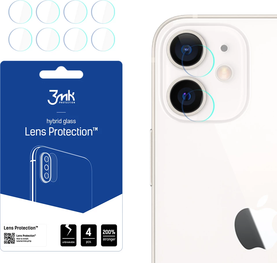 Zaščita leče za iPhone 12, 3mk Protection, Lens Protection, 4 kosa, prozorna