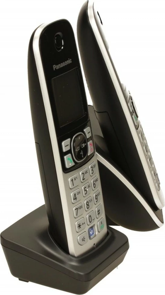 Brezžični telefon Panasonic KX-TG6812, 2 slušalki, črn/srebrn