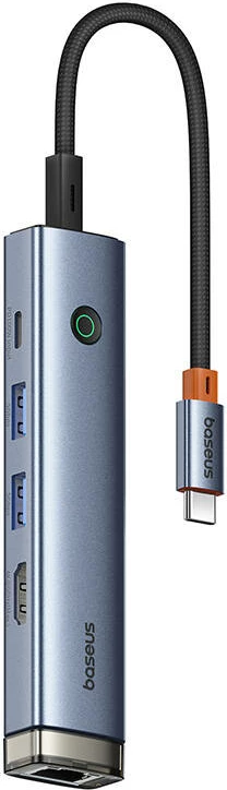 USB-C 5-v-1 HUB Baseus UltraJoy BS-OH165, HDMI 4K@60Hz, USB3.0x2, PD 100W, RJ45 1Gbps, siv