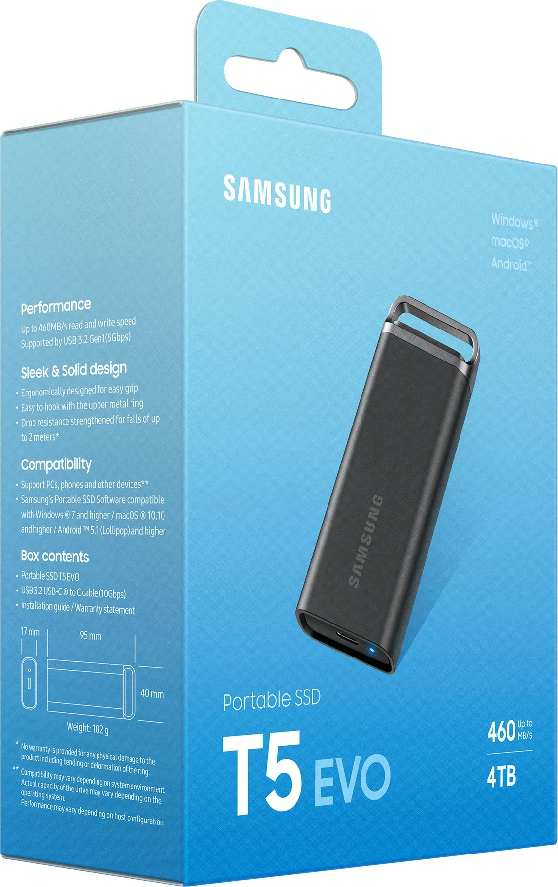 Zunanji SSD, 4 TB, USB 3.2 Gen 1, črn Samsung MU-PH4T0S