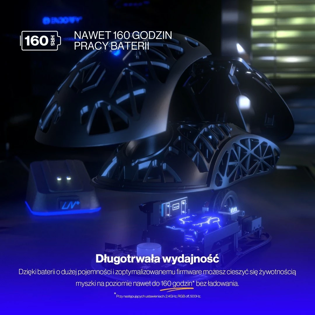 Brezžični miš Endorfy LIV Plus, RGB, 26000 DPI, črn