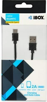 Polnilni kabel USB iBox, USB-C/USB-A, 1 m, črn