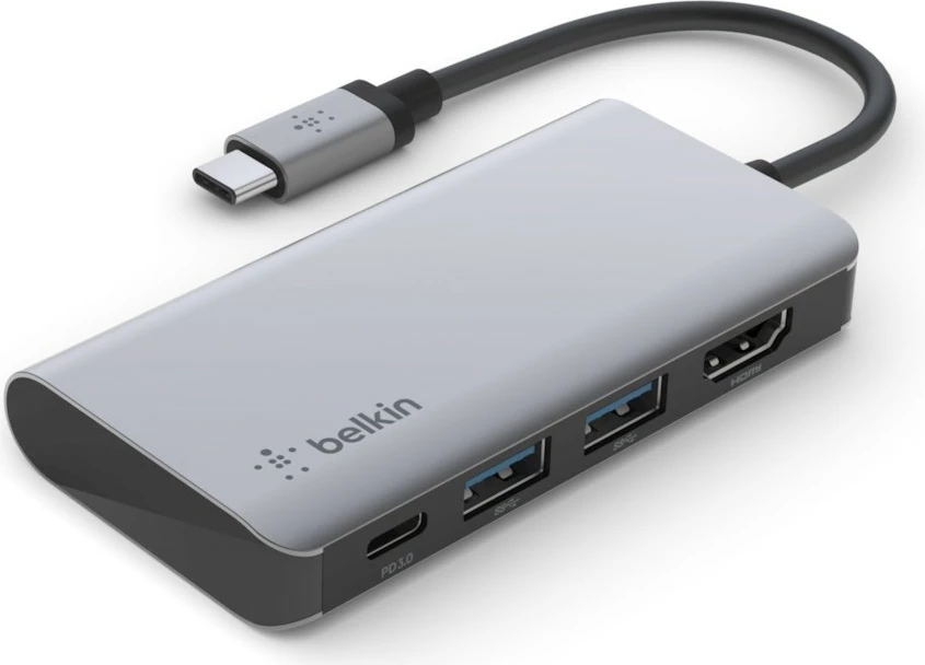 Večportni USB-C adapter 4-v-1 Belkin, srebrn