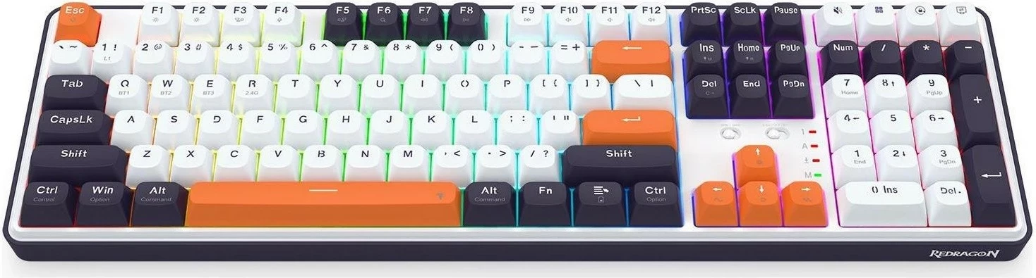 Gaming tipkovnica, Redragon K689WBO-RGB-PRO Wyvern, RGB, brezžična, bela