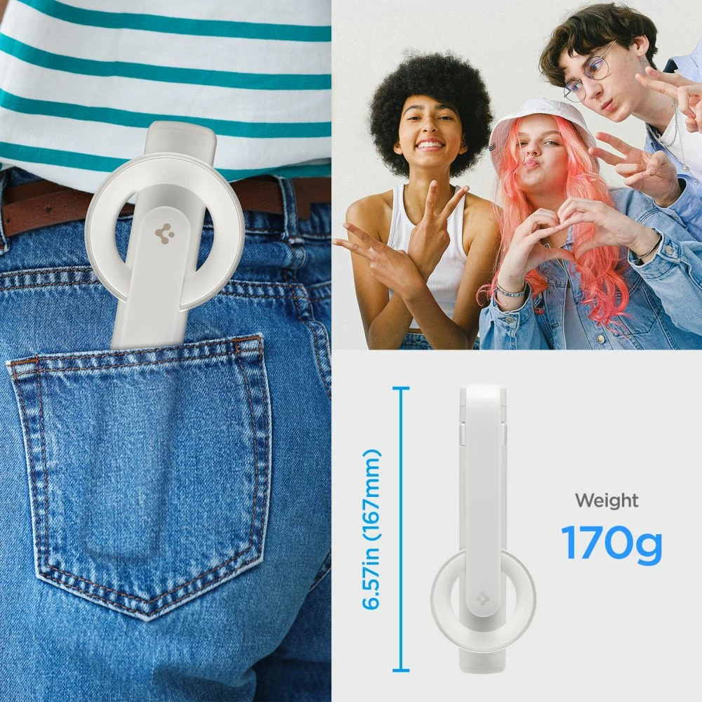 Selfie palica s trinožnikom, MagSafe, Bluetooth, bež, Spigen S571W