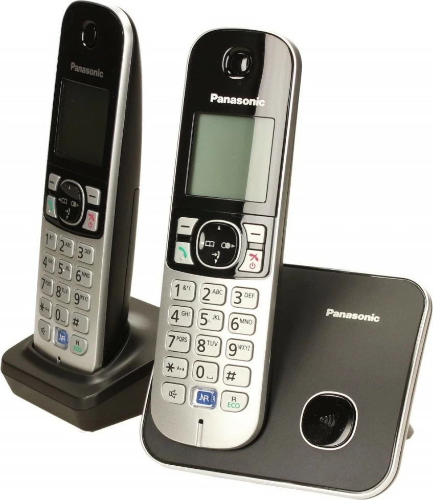 Brezžični telefon Panasonic KX-TG6812, 2 slušalki, črn/srebrn