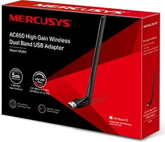 Brezni brezni adapter Wi-Fi Dual Band z visoko anteno, Mercusys AC650, črn Brezni brezni adapter Wi-Fi Dual Band z visoko anteno, Mercusys AC650, črn