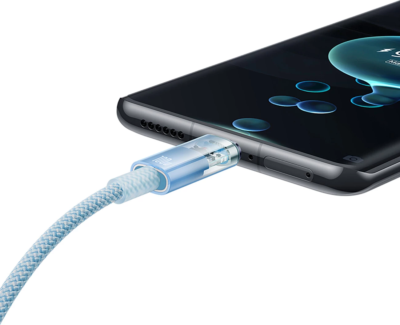 USB-C kabel za hitro polnjenje in prenos Baseus Explorer 2 m, 100W, senzor temperature, moder