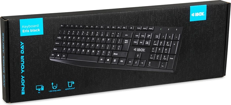 Tastatura z USB kablom 1,8 m, črna — iBOX Eris IKC2010B
