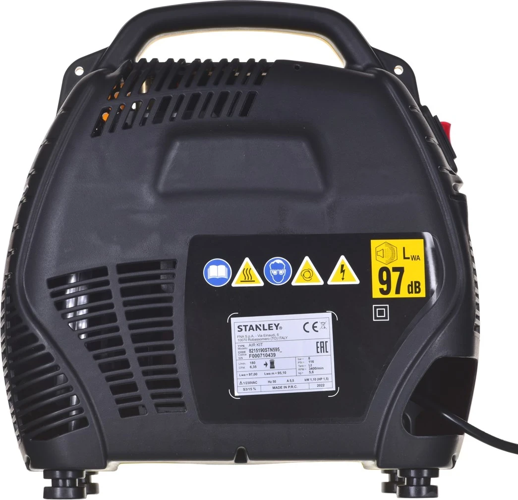 Kompresor brez olja STANLEY AIR KIT OL 1,1 kW 8 bar, rumen