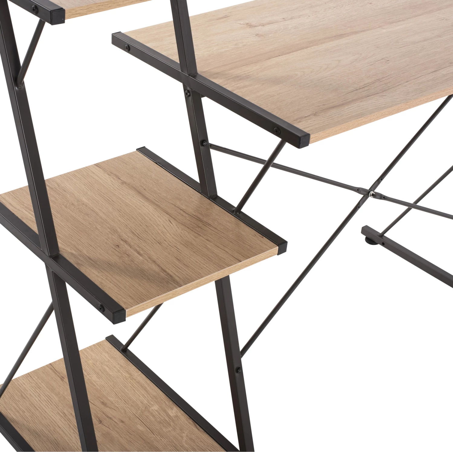 Pisalna miza FH9317 kovinsko črna z MDF namizjem v barvi hrasta 116X48X89,5Hcm
