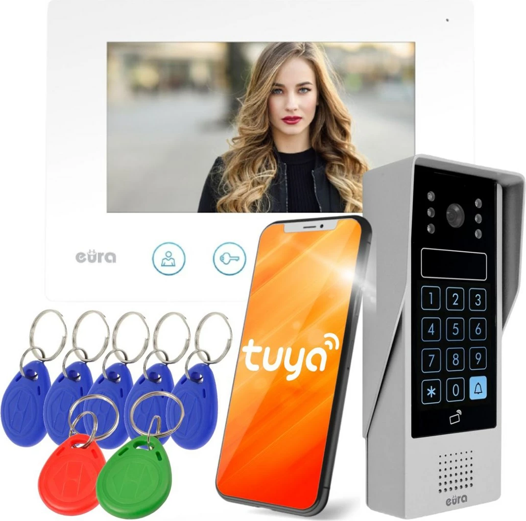 Video interkom z belim monitorjem, Eura VDP-90A3 DELTA, Tuya