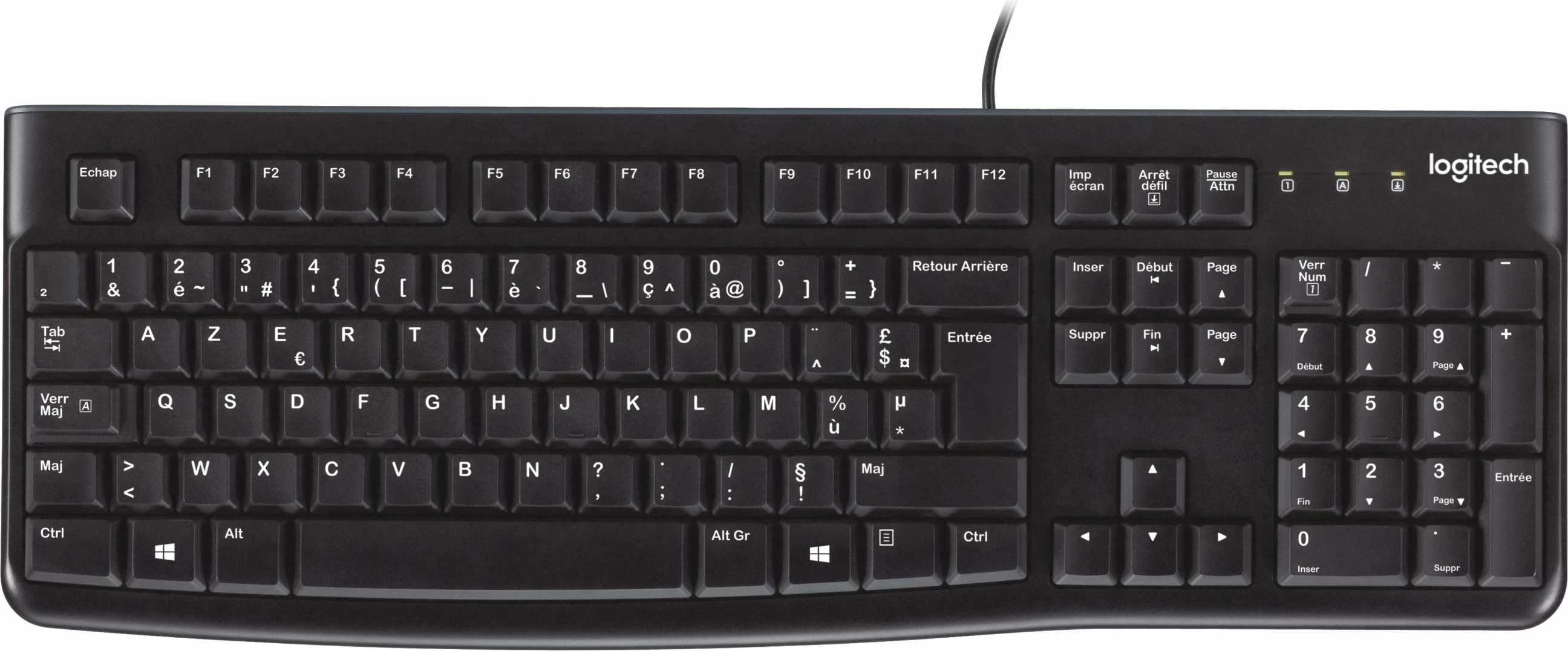 Tipkovnica AZERTY, žična, črna Logitech K120