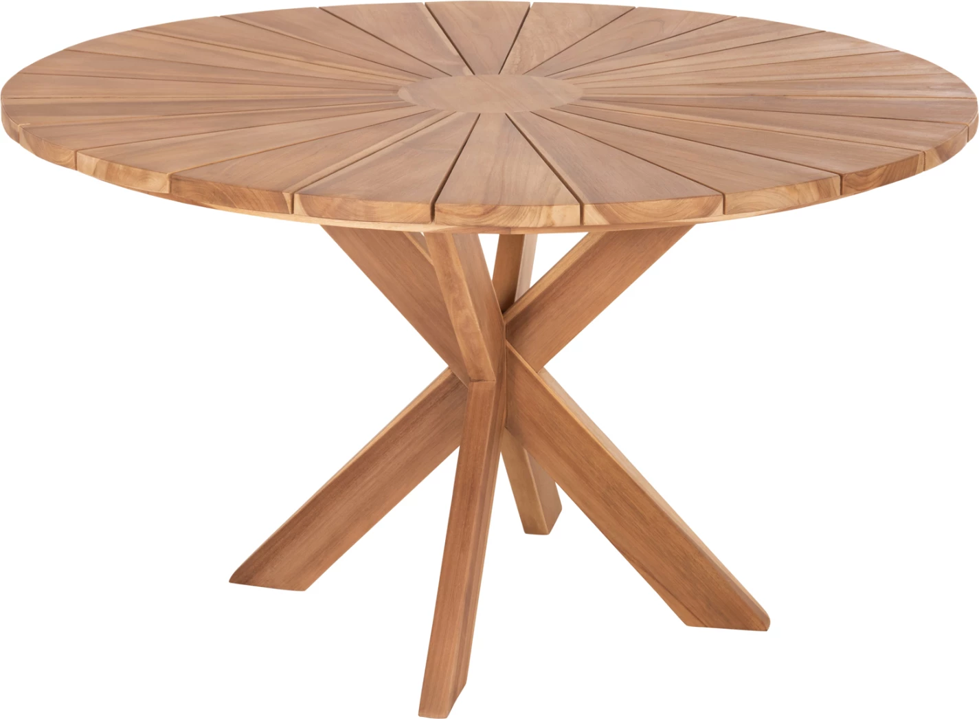 Okrogla jedilna miza EXCESS FH9868 iz tikovine v naravnem mat zaključku Φ130x75Hcm
