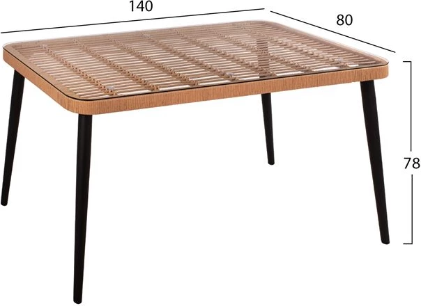 Set 5 kosov Allegra pletena s mizo 140x80x78 bež in črna FH10488