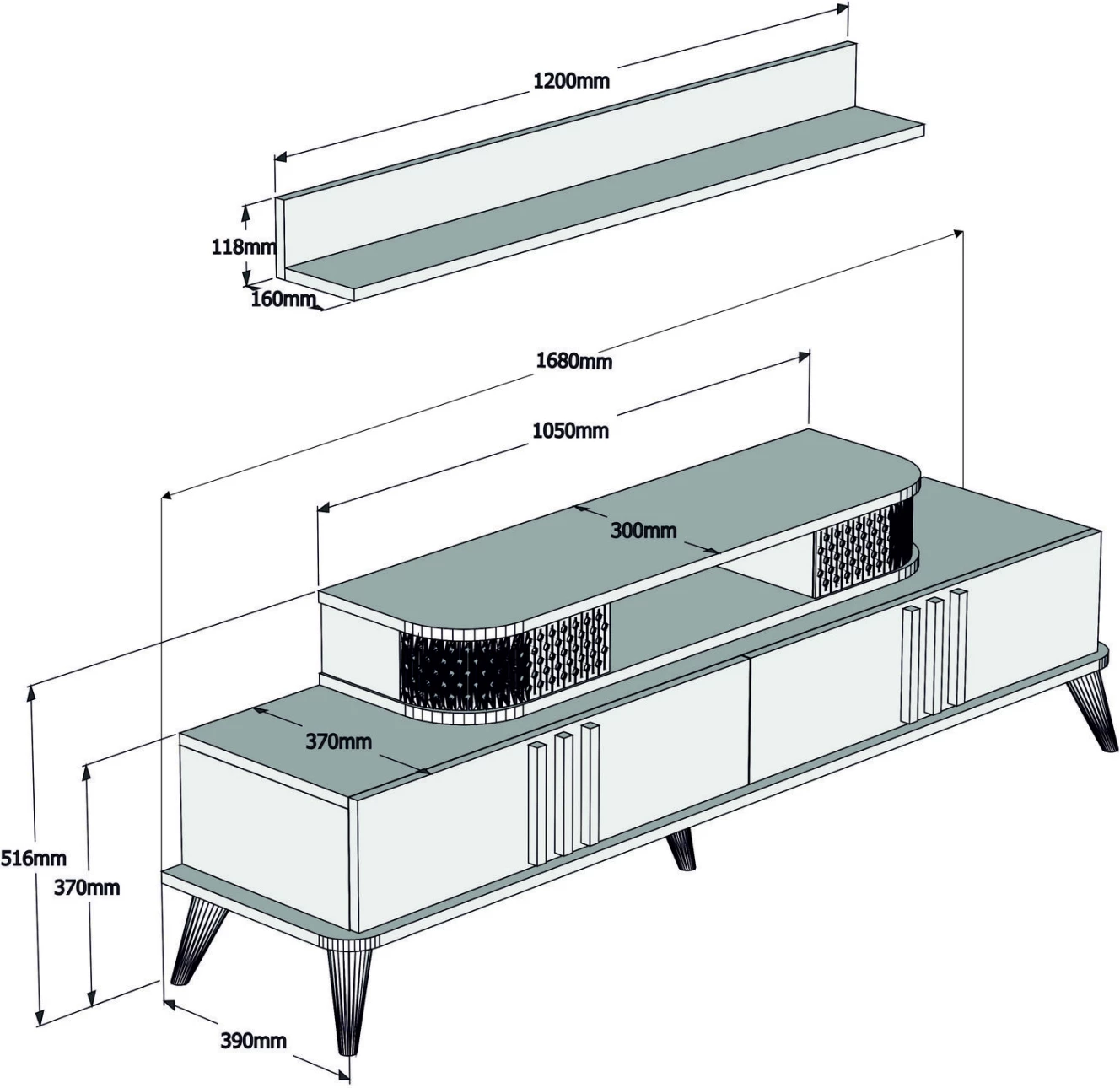 Sestava dnevne sobe FH11848.03 2 kosa v beli in orehovi barvi