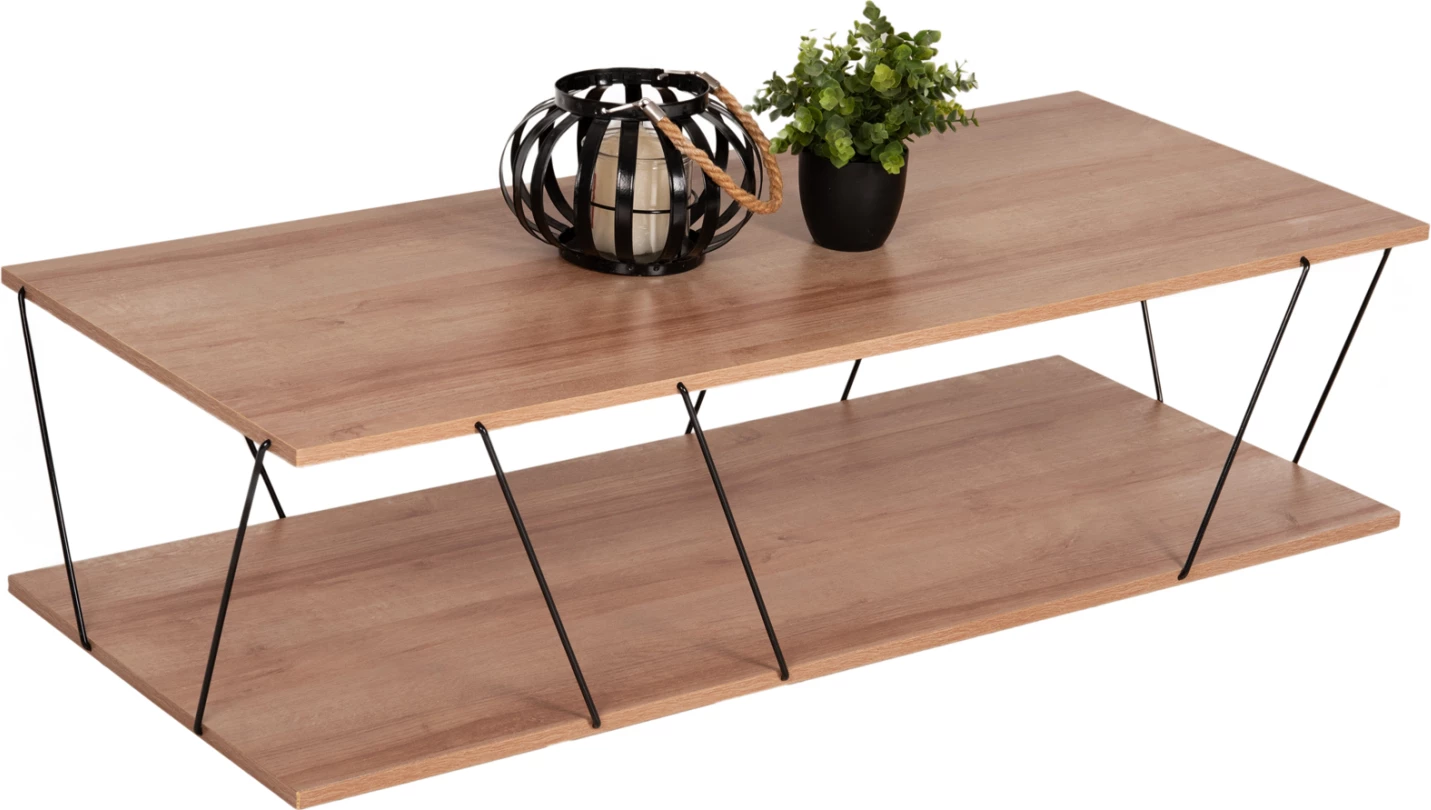 Klubska miza TARS FH8927.11 naravni hrast melamin-črne kovinske palice 120Χ50Χ30Hcm