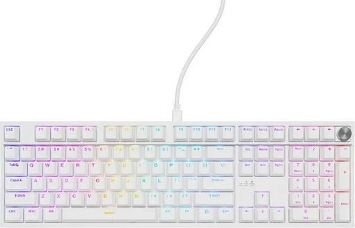 Mehanska tipkovnica Genesis Thor 404, RGB, Gateron Yellow Pro, polna velikost, bela