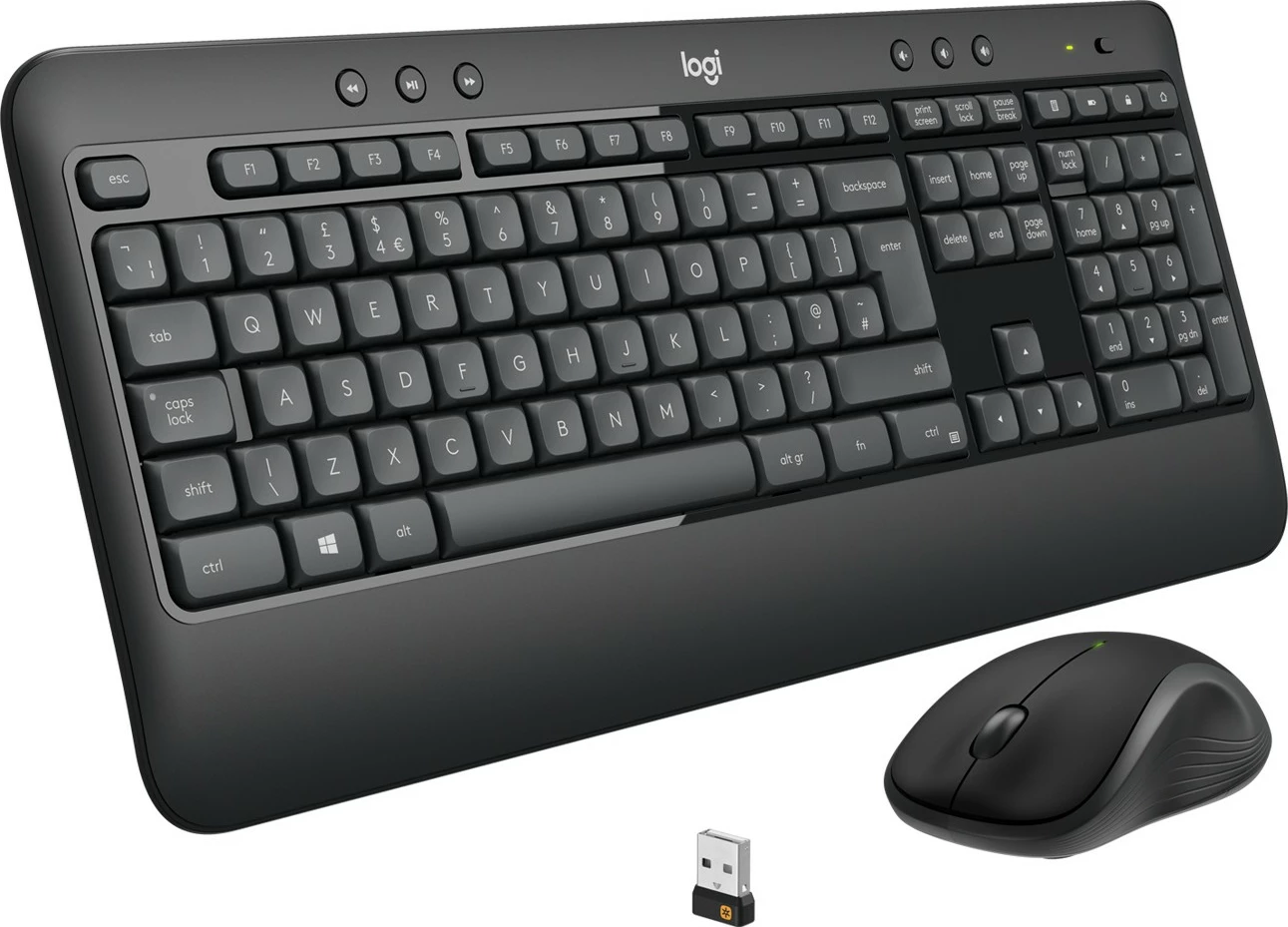 Tastatura in miška Logitech MK540 Advanced, brezžični, USB, QWERTZ, črno-bela
