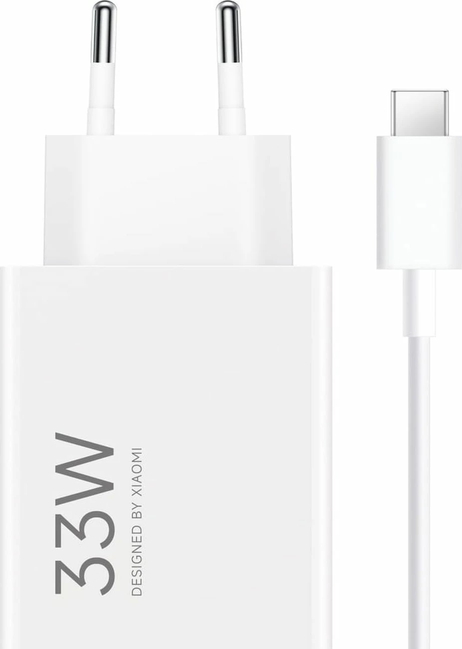 Stenski polnilnik 33W, 1x USB-A z USB-C kablom 3A Xiaomi MDY-16-EF, EU vtič, bel