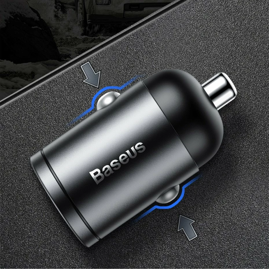 Avtomobilski polnilec Baseus Tiny Star Mini, 30 W, USB-A, Quick Charge 3.0, siv