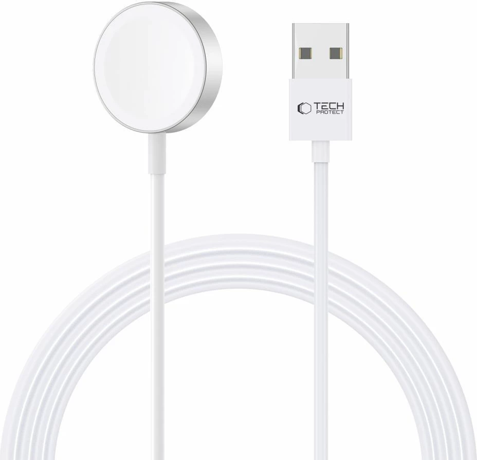 Induktivni magnetni brezžični polnilec za Apple Watch Tech-Protect UltraBoost, USB-A, 1,2 m, bel