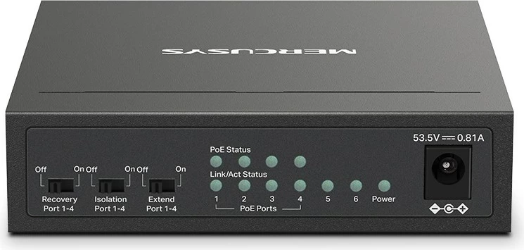 6-portni vmesnik z napajanjem (PoE+) Mercusys MS106LP, 10/100 Mbps, črn 6-portni vmesnik z napajanjem (PoE+) Mercusys MS106LP, 10/100 Mbps, črn