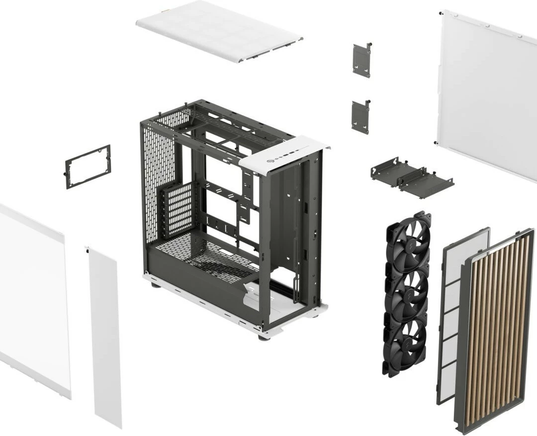 Računalniško ohišje North XL RC Chalk White TG Clear, Fractal Design, ATX/E-ATX, kaljeno steklo, belo