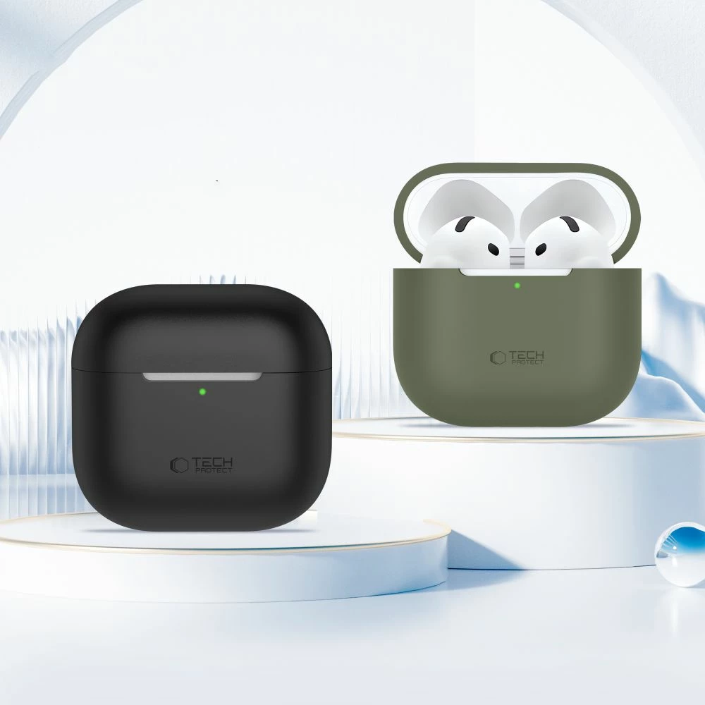 Silikonski ovitek za Apple AirPods 4, Tech-Protect, siv