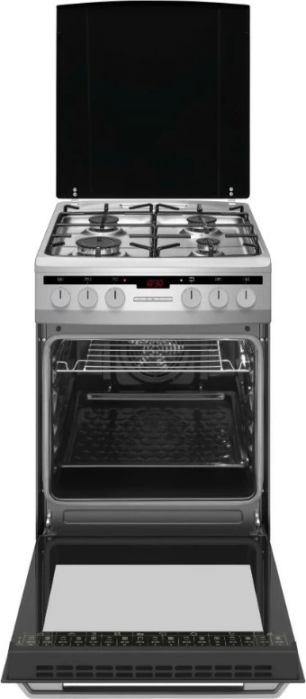 Kombinirana pečica z 4 kuhališči Amica 58GE3.33HZpTaQ(Xx), 62 L, plin in elektrika, črno/inox