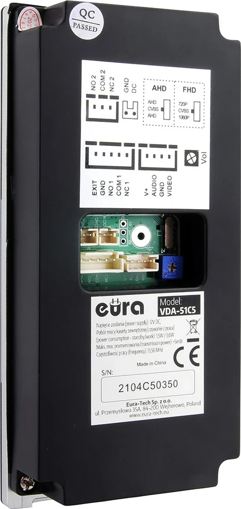 Video domofon, Eura VDP-99C5, črn, WiFi, RFID, TUYA