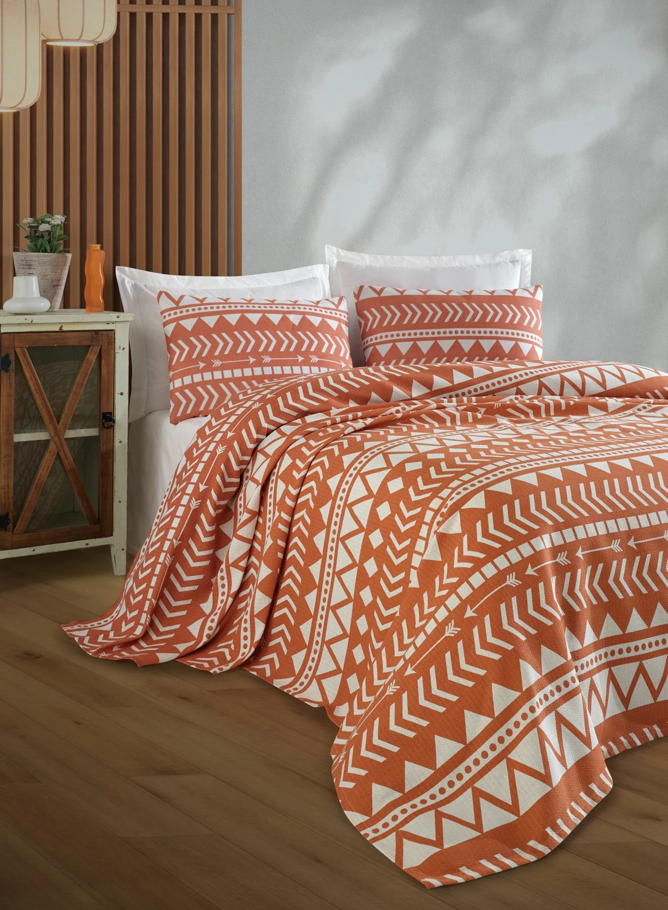 Komplet piqué dvojni, oranžen, L'essentiel Artec