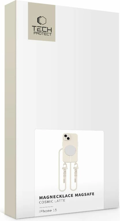 Ovitek MagNecklace za iPhone 14/14 Plus, MagSafe, Tech-Protect, bež s trakom