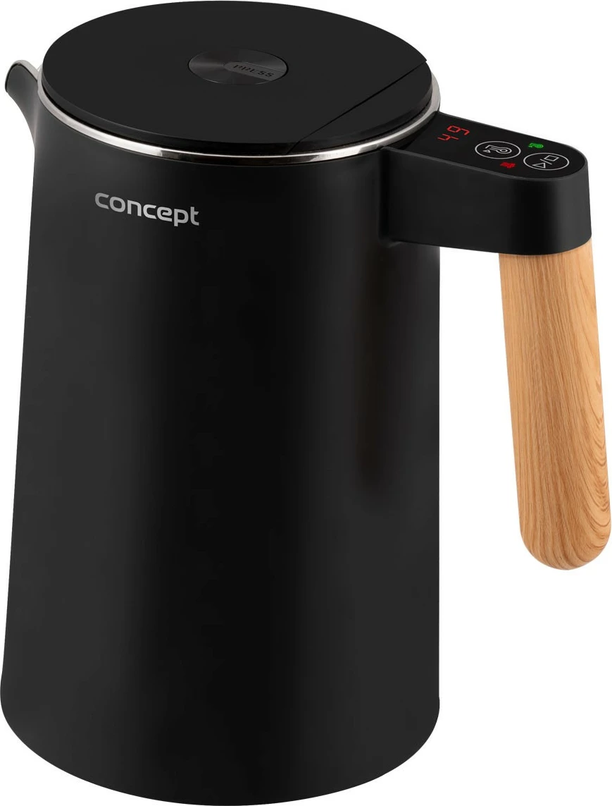 Električni ibrik Concept RK3301, 1,5 L, nastavljanje temperature, Cool Touch, črn