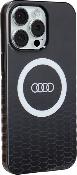Ovitek z velikim logotipom Audi IML MagSafe za iPhone 15 Pro Max, črn