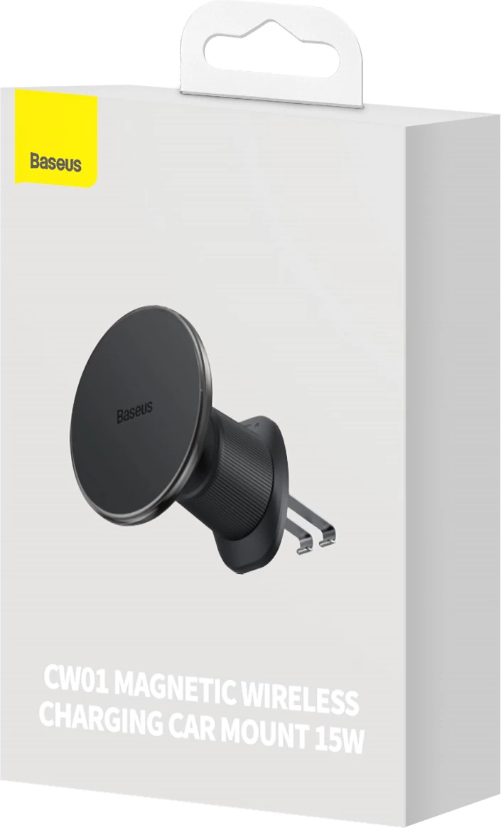 Magnetni nosilec za rešetko zračnika z brezžičnim polnilcem 15W, Baseus CW01, črn