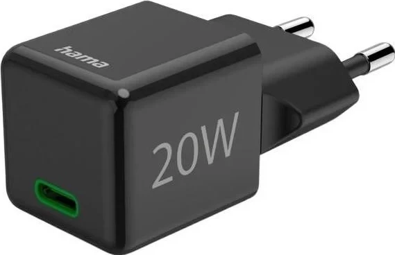 Polnilec Supermini 20W PD/QC 1x USB-C Hama, črn