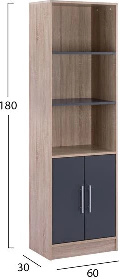 Melaminska knjižna omara FH2027.04 sonama-SIVA 60x30x180