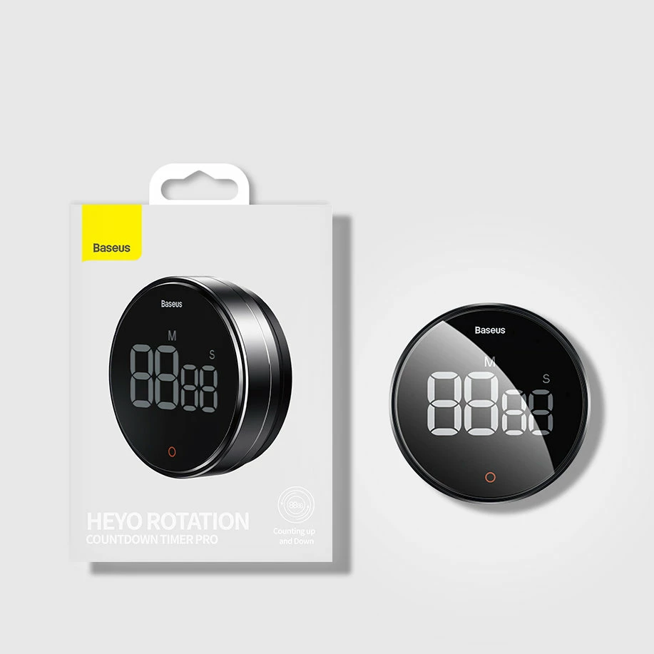 Elektronski timer Baseus Heyo Pro, FMDS000013, LED, magnet, siv