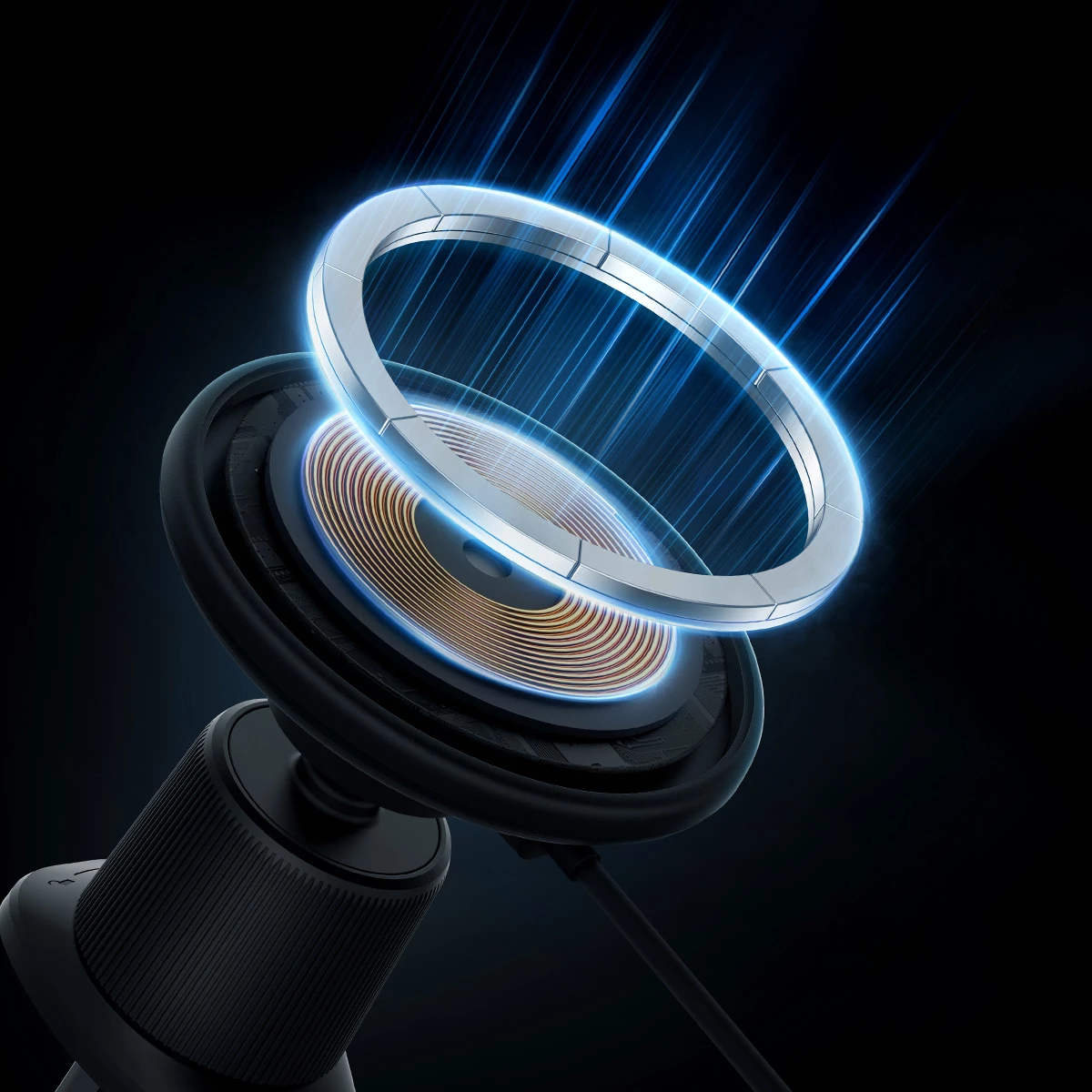 Magnetni nosilec za rešetko zračnika z brezžičnim polnilcem 15W, Baseus CW01, črn