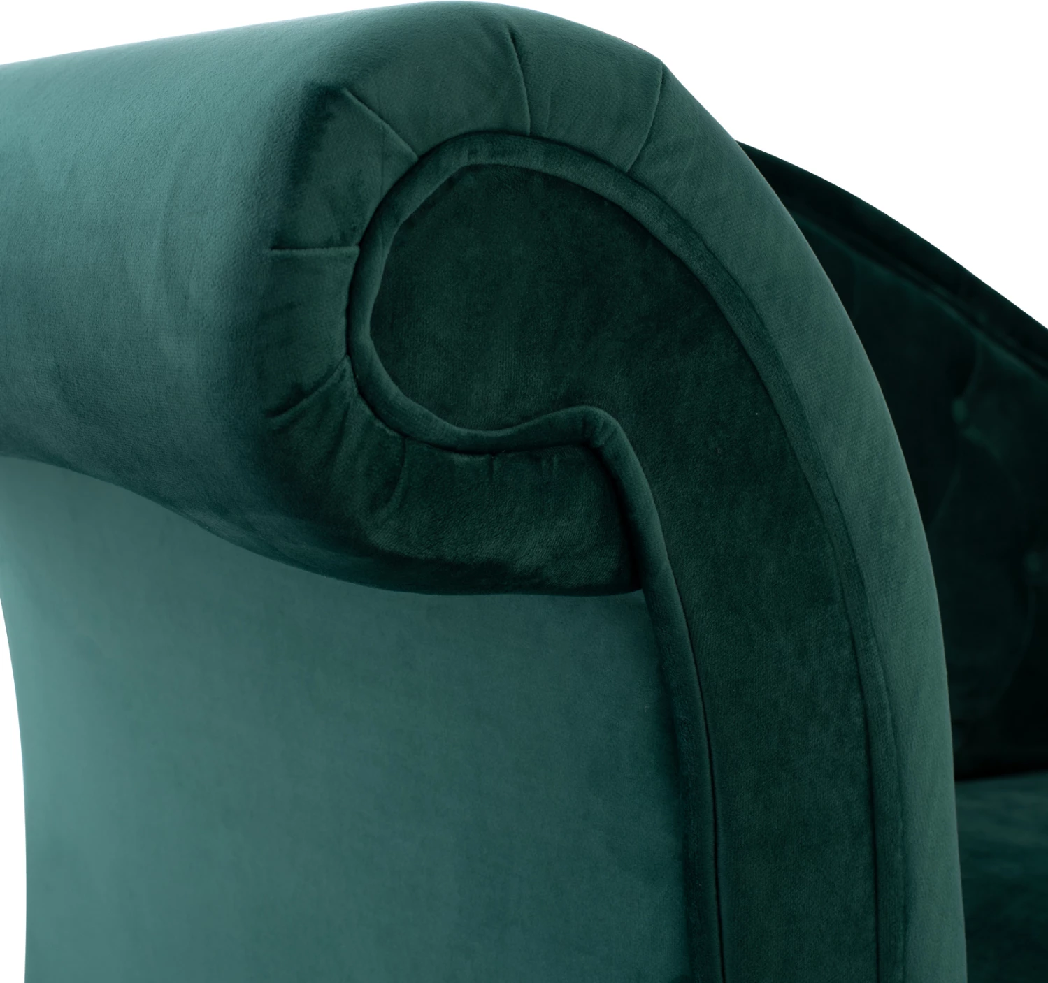 Chesterfield ležalnik Niovi iz zelenega žameta z levim naslonom 190x61x84