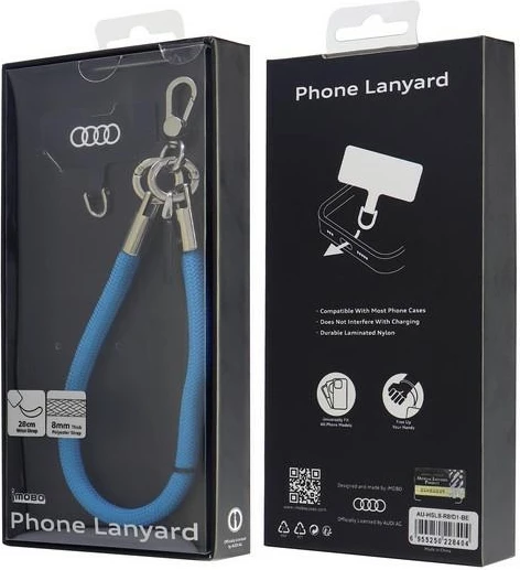 Univerzalna vrvica za telefon Audi, 28 cm x 8 mm, modra
